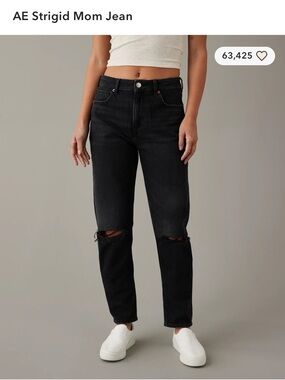 American Eagle Outfitters Black Strigid Mom Straight Jeans